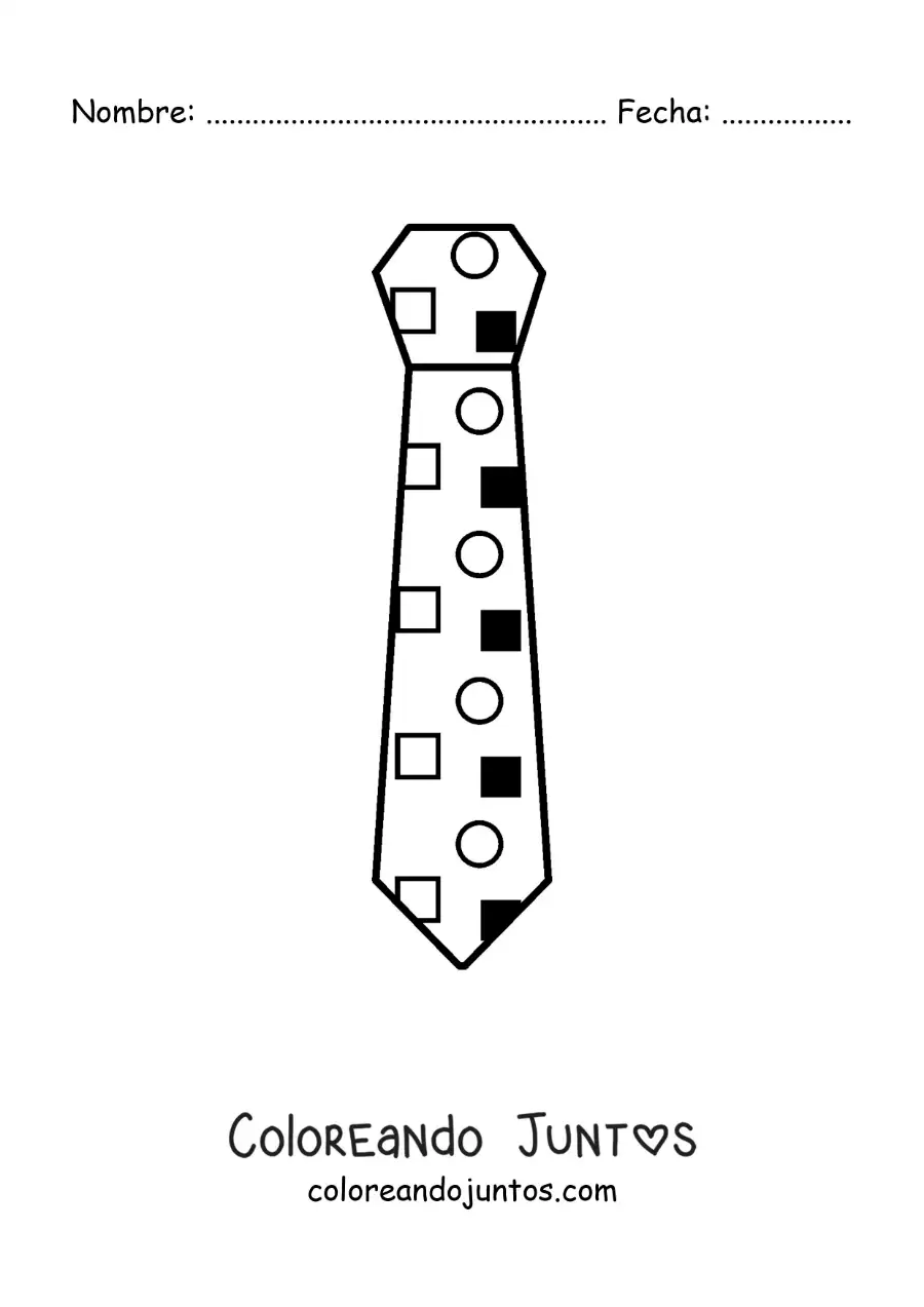 Imagen para colorear de corbata divertida con estampado geométrico