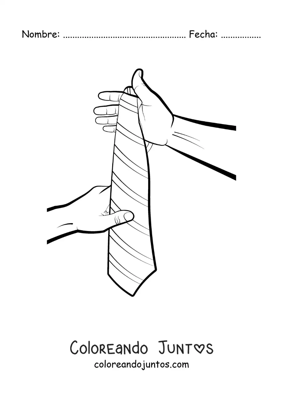 Imagen para colorear de dos manos sosteniendo una corbata
