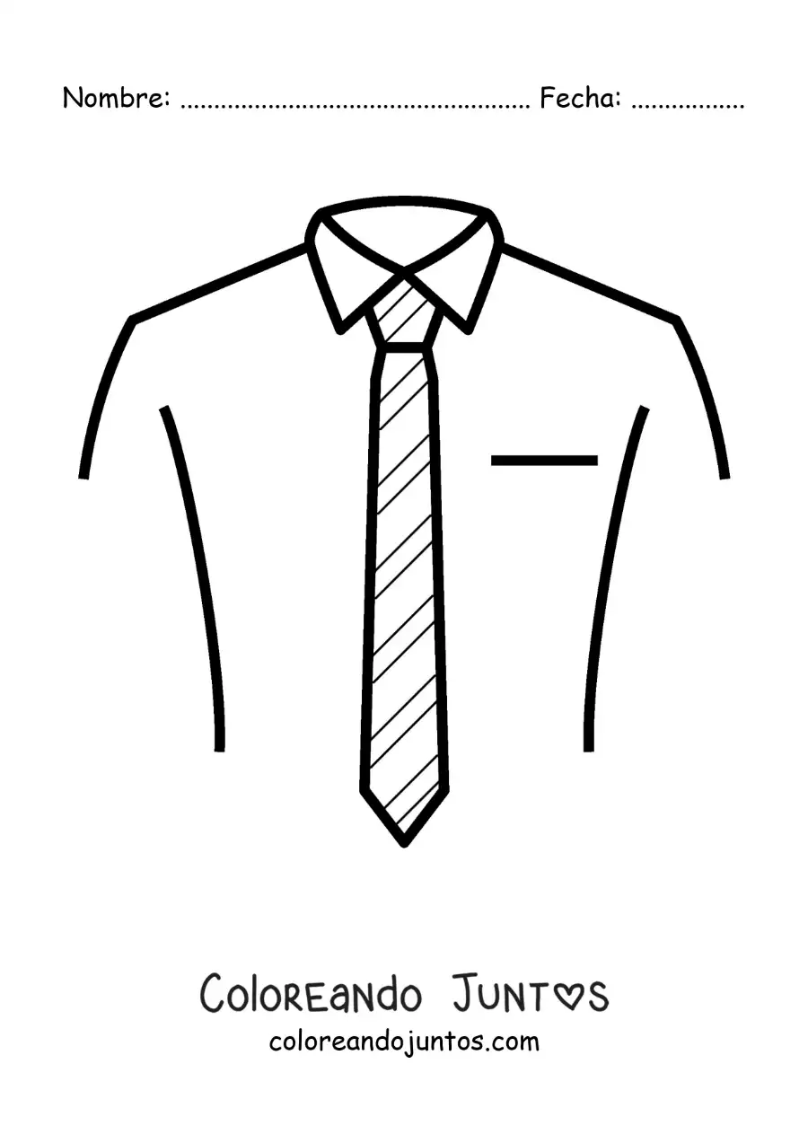 Imagen para colorear de camisa y corbata de rayas