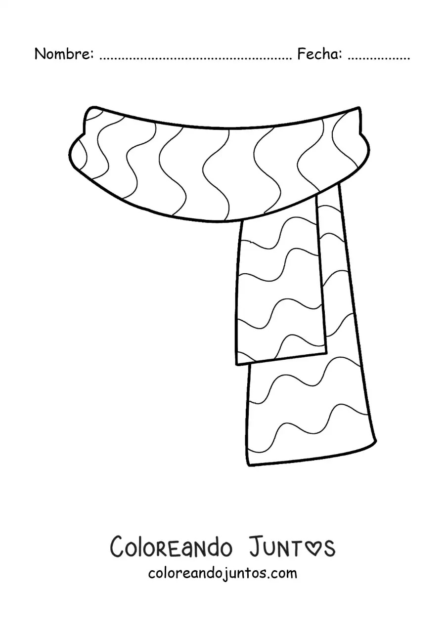 Imagen para colorear de bufanda fácil a rayas