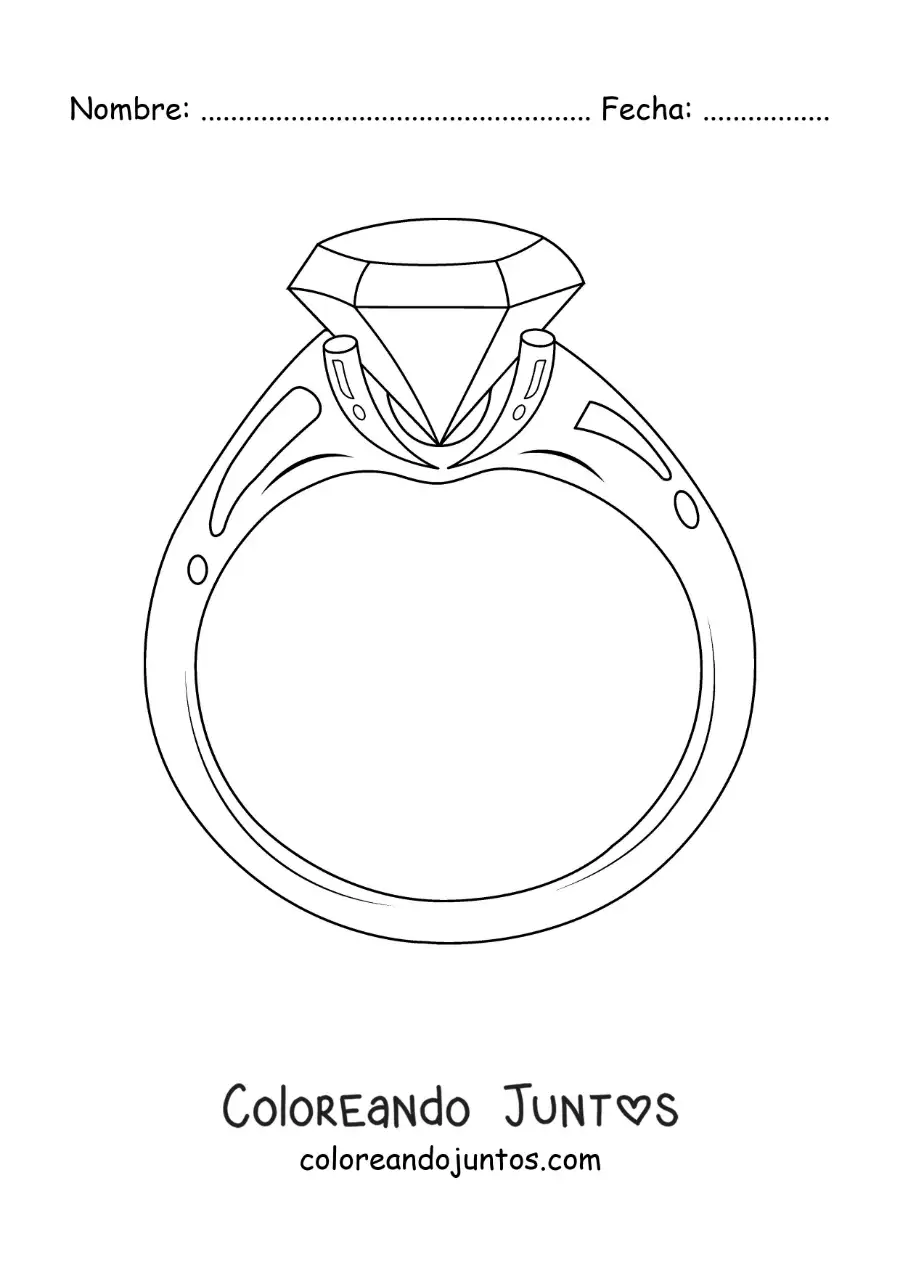 Imagen para colorear de anillo con un diamante