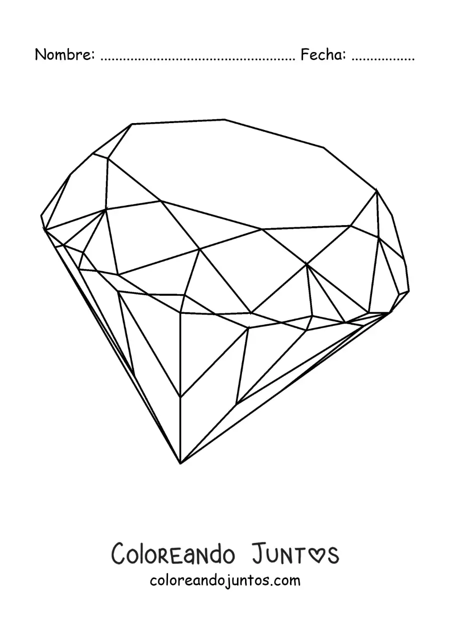 Imagen para colorear de un diamante realista