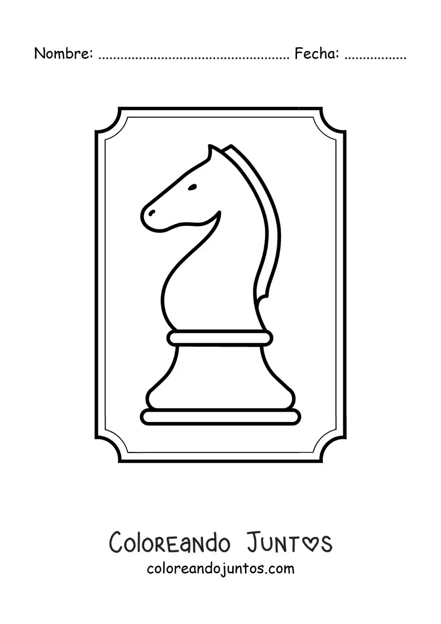 Imagen para colorear de pieza del caballo de ajedrez