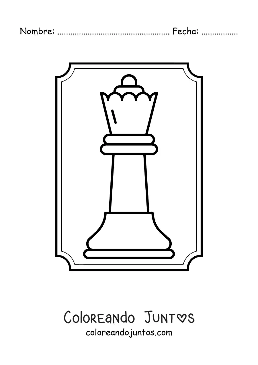 Imagen para colorear de pieza de la reina de ajedrez