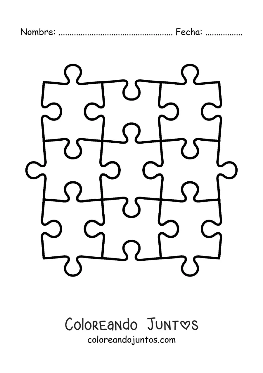 Imagen para colorear de piezas de puzzle recortable