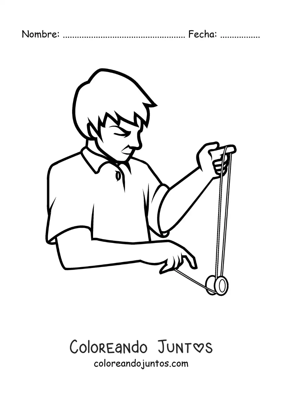 Imagen para colorear de niño jugando con un yoyo