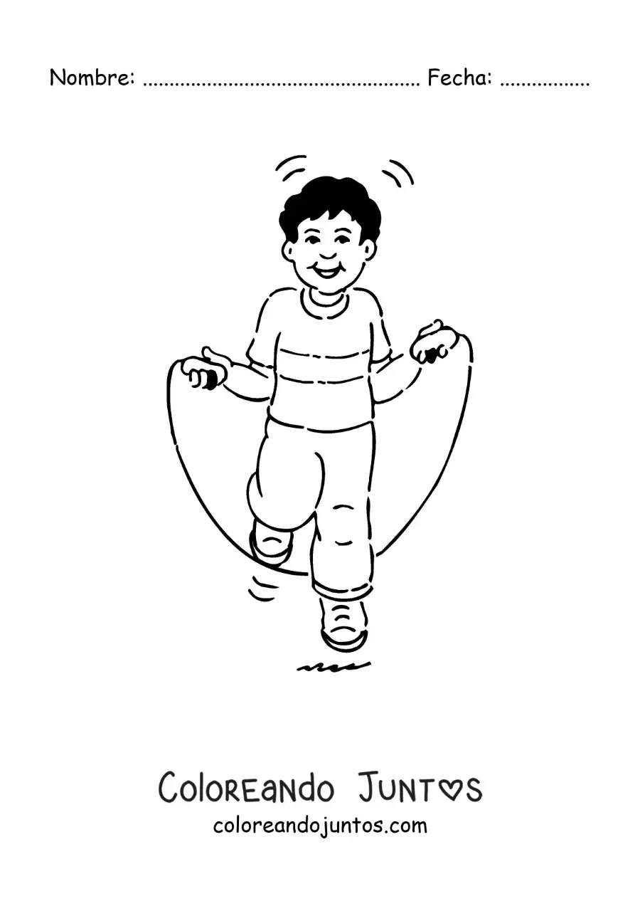 Imagen para colorear de un niño saltando la cuerda