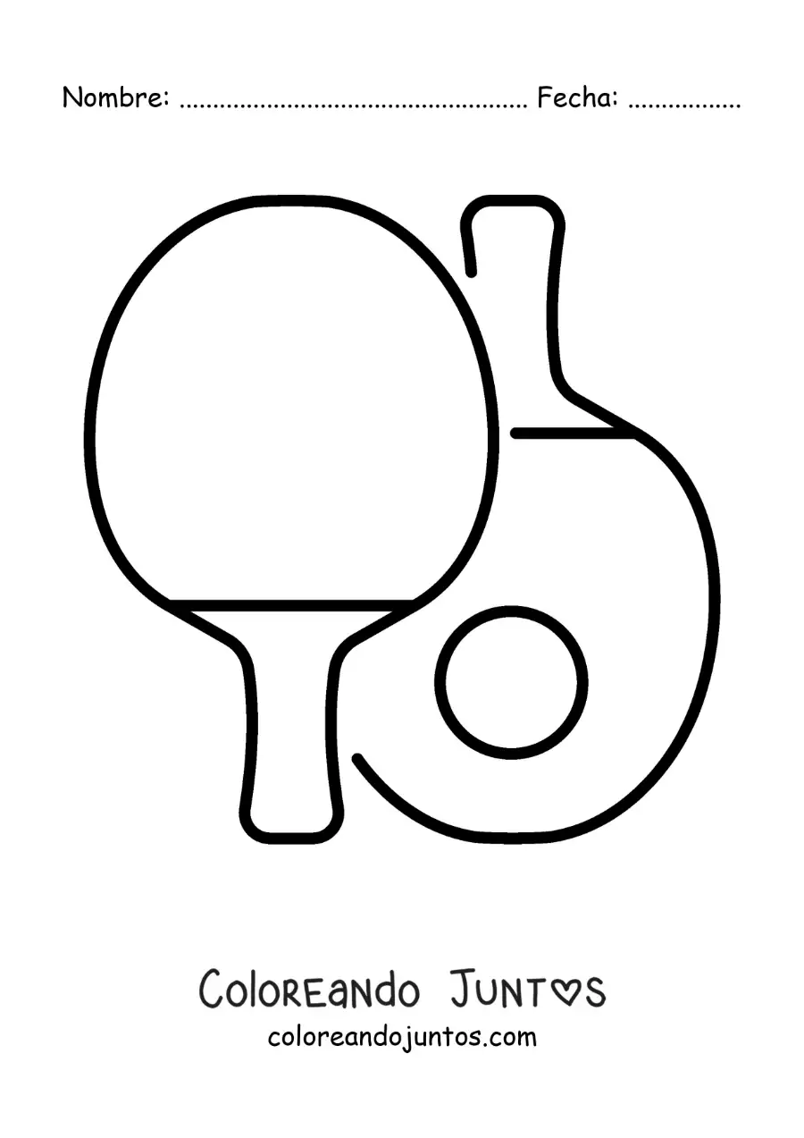 Imagen para colorear de pelota y paletas de ping pong