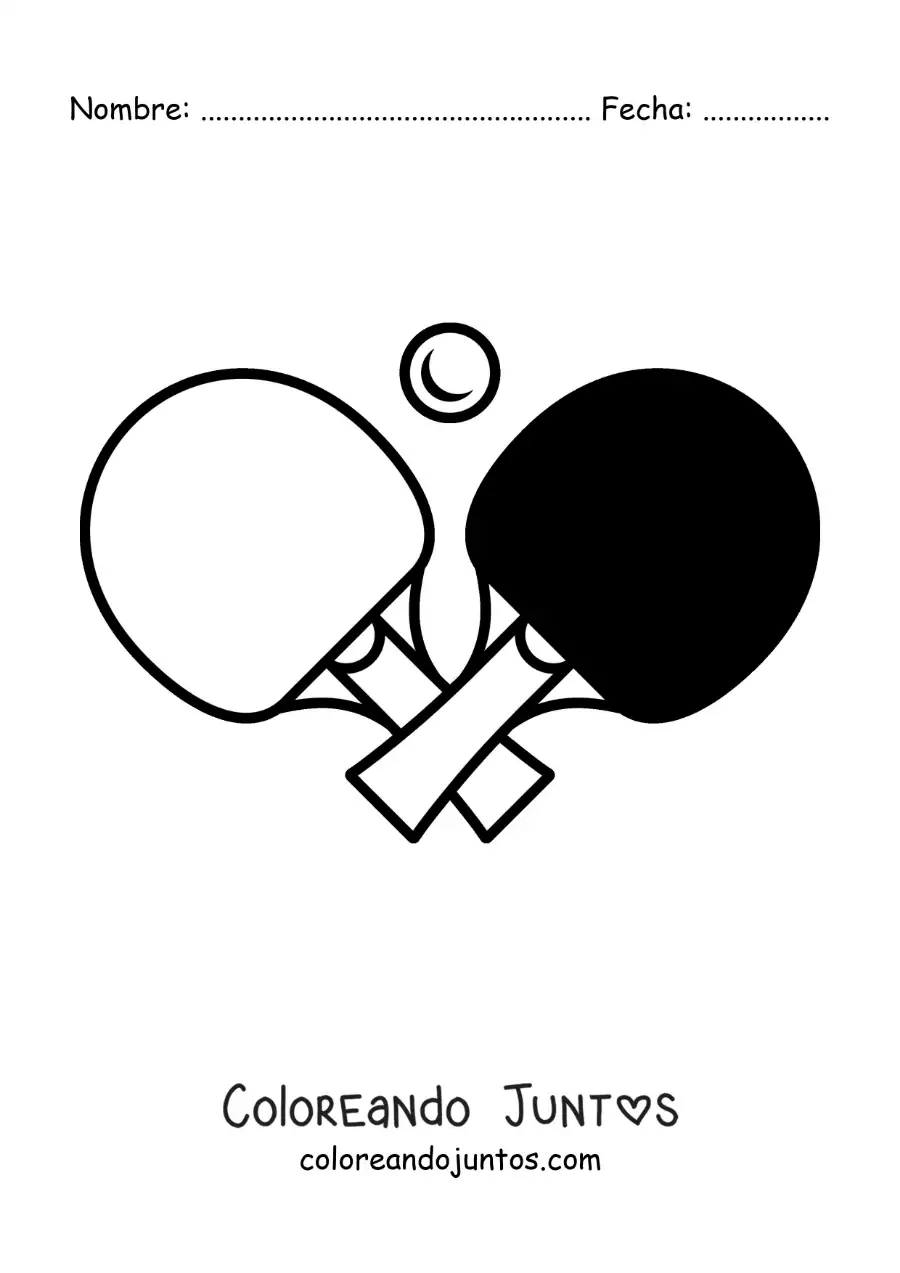 Imagen para colorear de pelota y raquetas de tenis de mesa