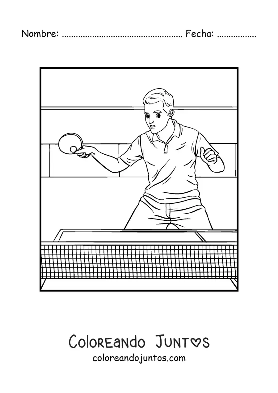 Imagen para colorear de chico jugando ping pong