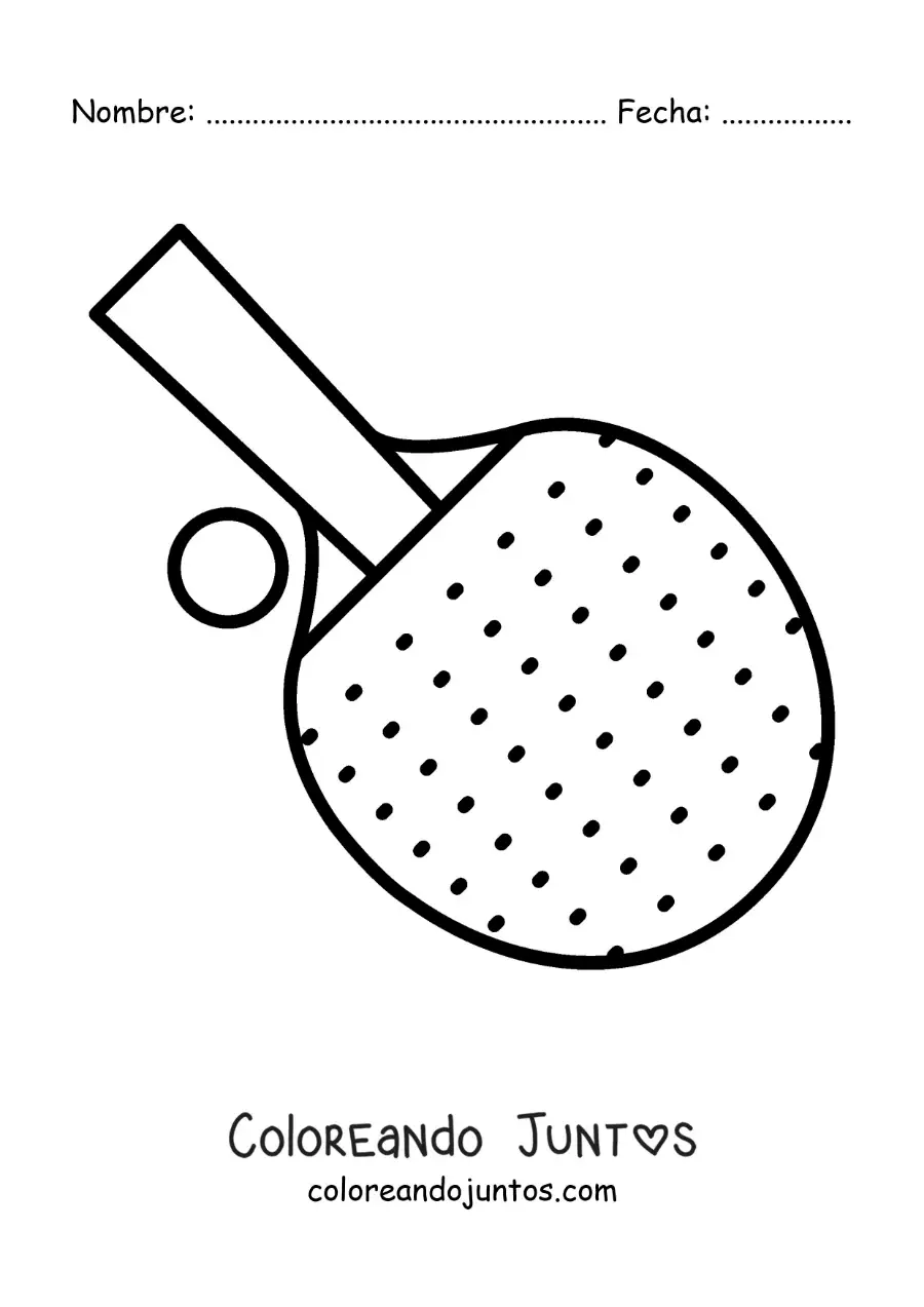 Imagen para colorear de raqueta y pelota de tenis de mesa