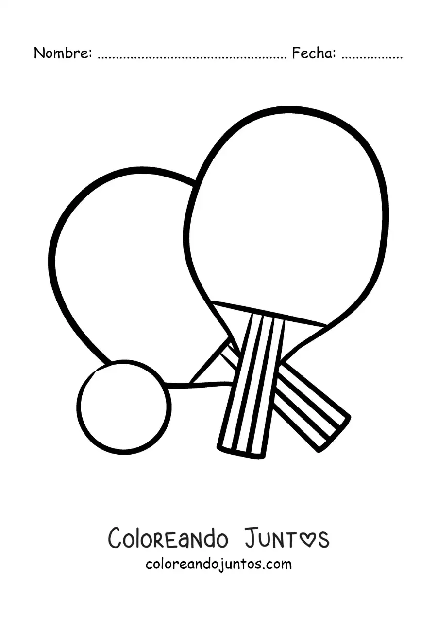 Imagen para colorear de paletas y pelota de ping pong grandes