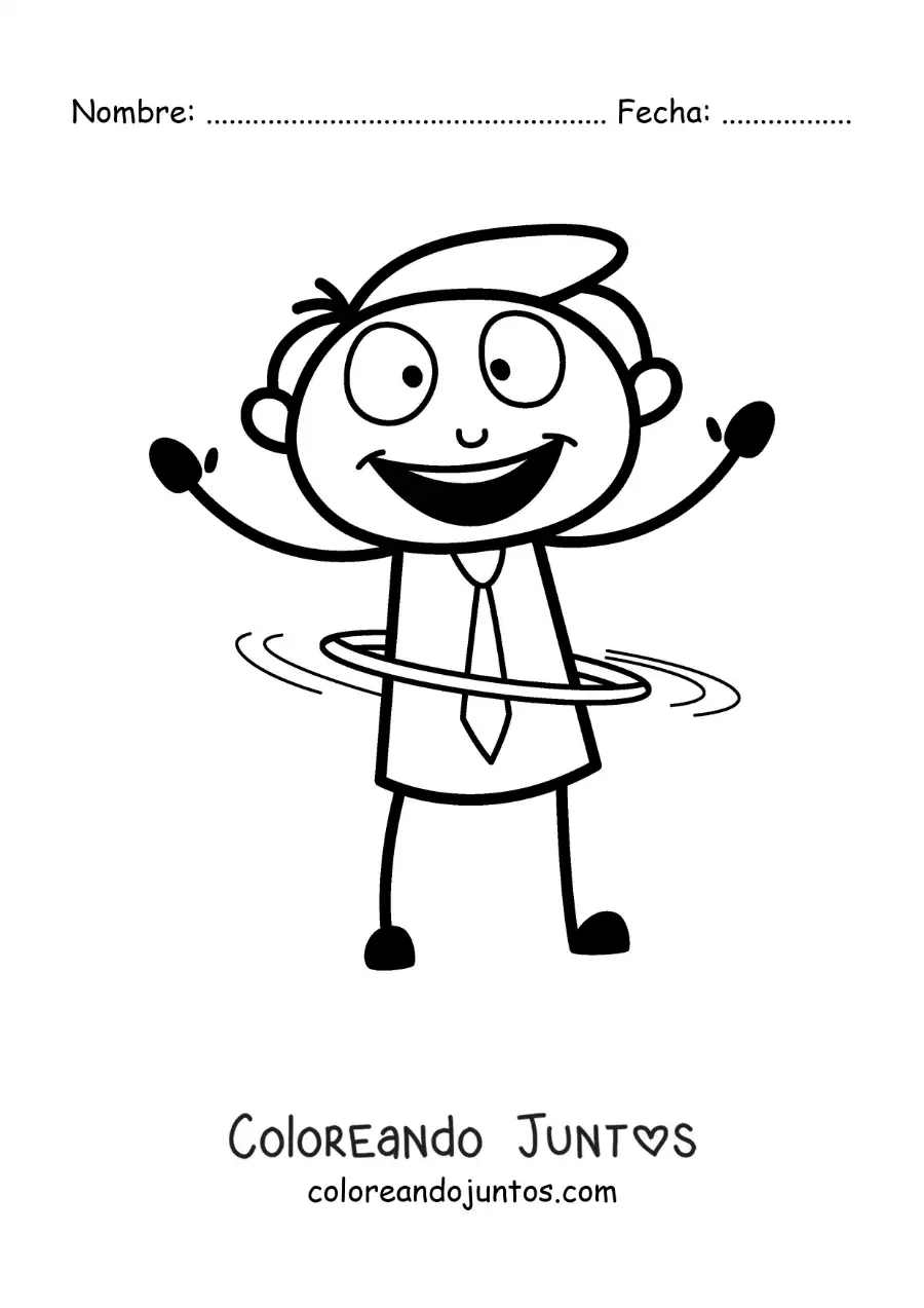 Imagen para colorear de caricatura de un hombre bailando con un hula hoop