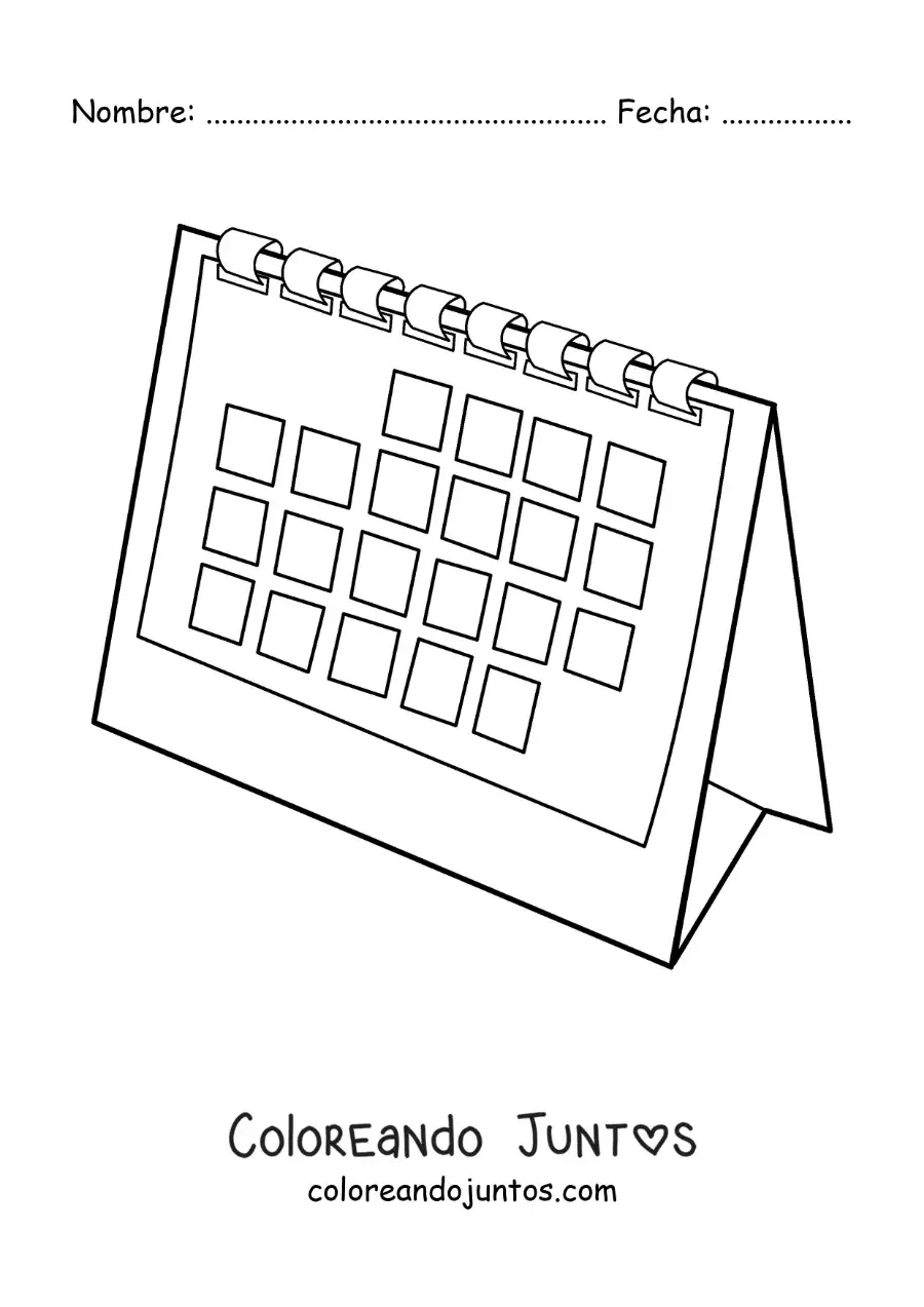 Imagen para colorear de calendario de escritorio