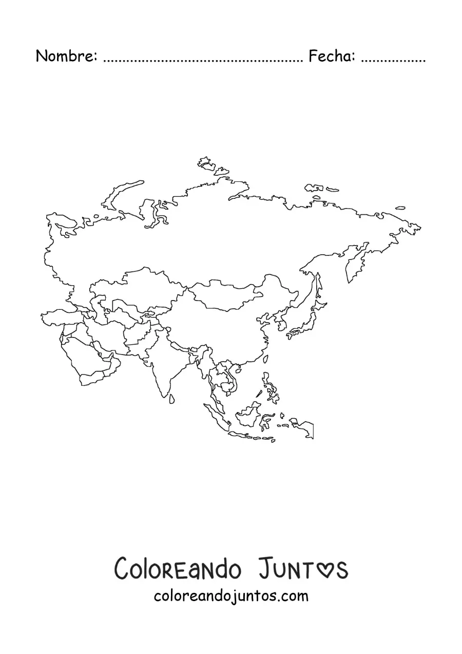 Mapa Del Continente Asiático Sin Nombres Coloreando Juntos 2719