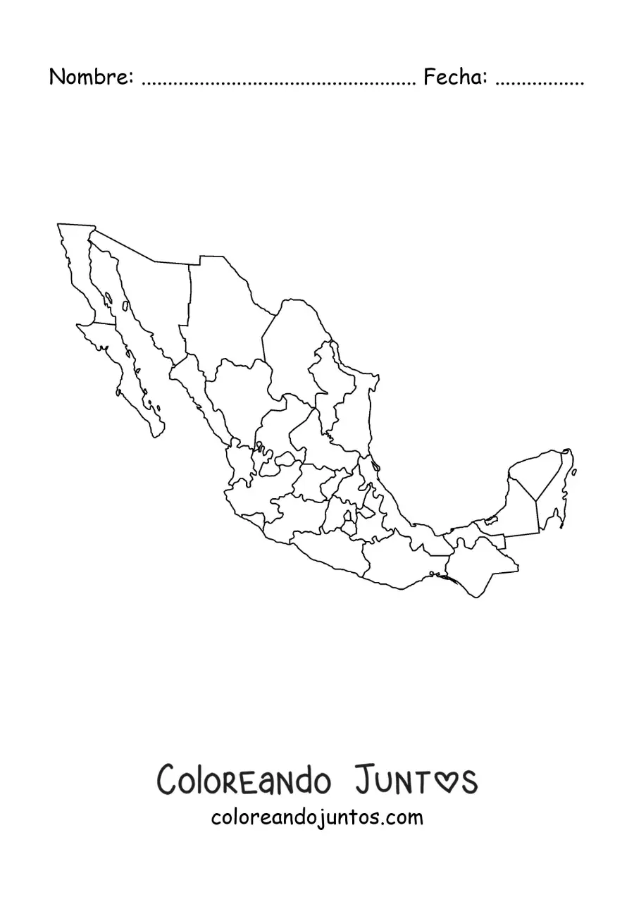 Imagen para colorear de mapa político de México