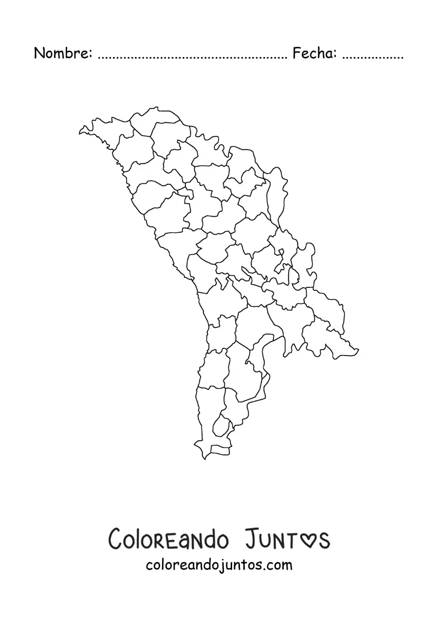 Imagen para colorear de mapa político de Moldavia