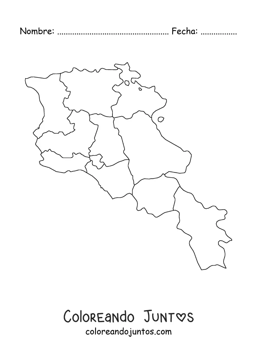 Imagen para colorear de mapa político de Armenia