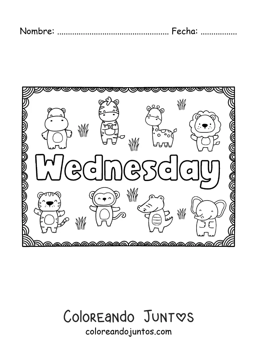 Imagen para colorear de cartel de wednesday con dibujos animados