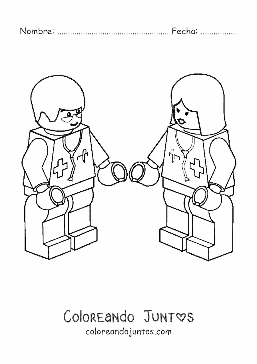 Imagen para colorear de dos doctores de lego