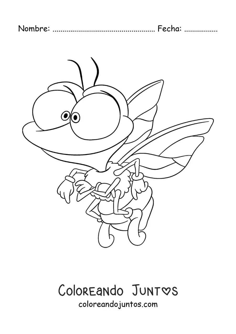Imagen para colorear de una mosca doméstica en caricatura