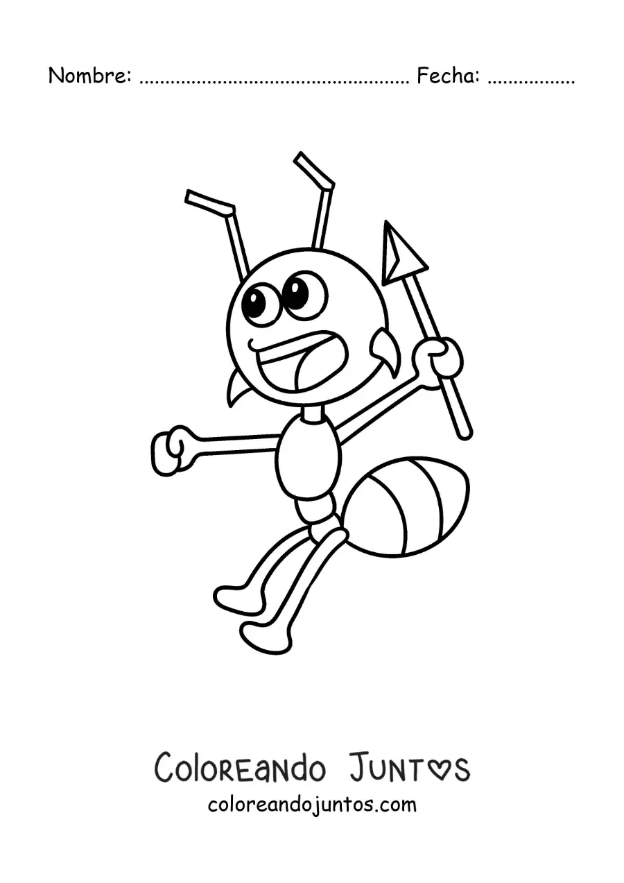 Imagen para colorear de una hormiga guerrera animada