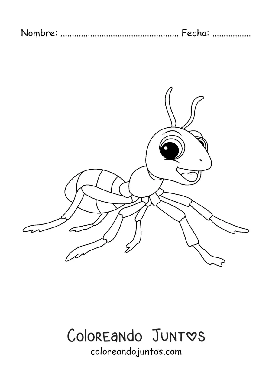Imagen para colorear de una hormiga animada feliz