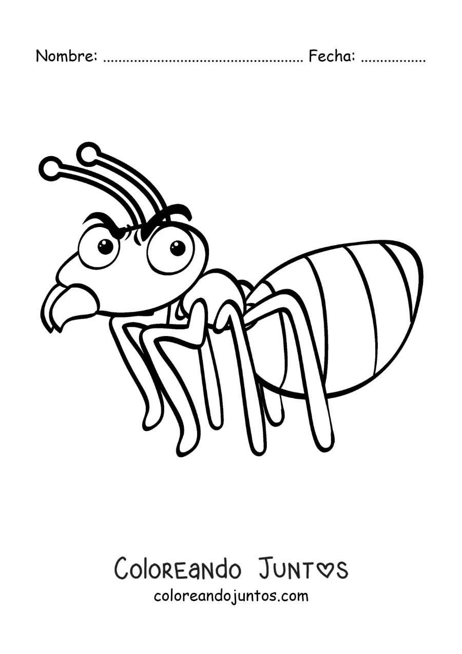 Imagen para colorear de una hormiga animada enojada