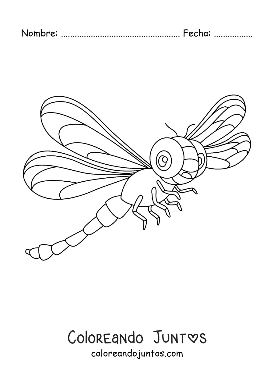 Imagen para colorear de libélula animada