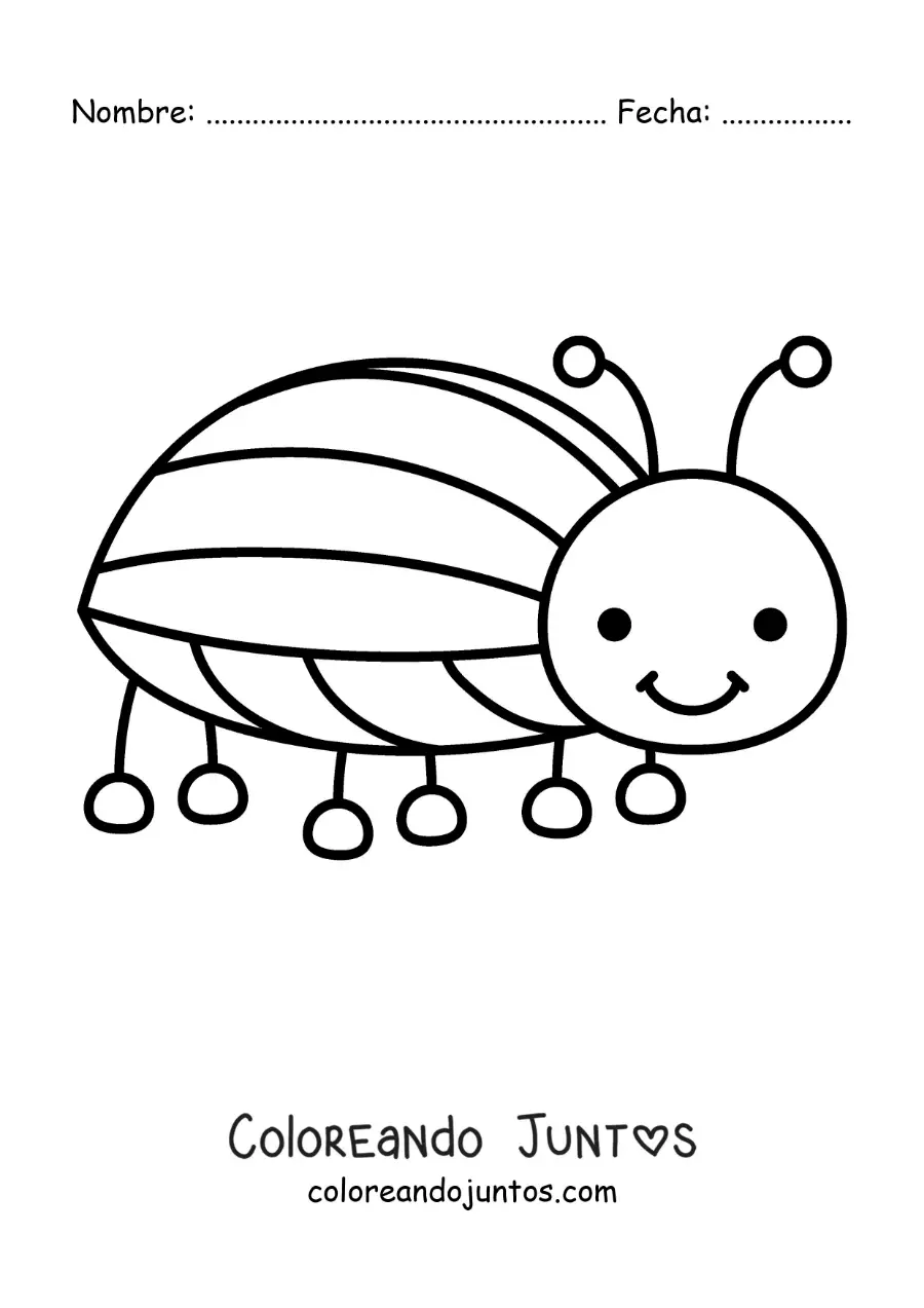 Imagen para colorear de escarabajo infantil fácil