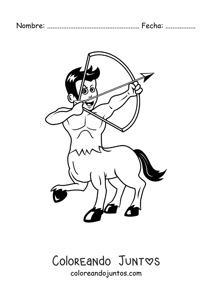 Imagen para colorear de centauro arquero animado
