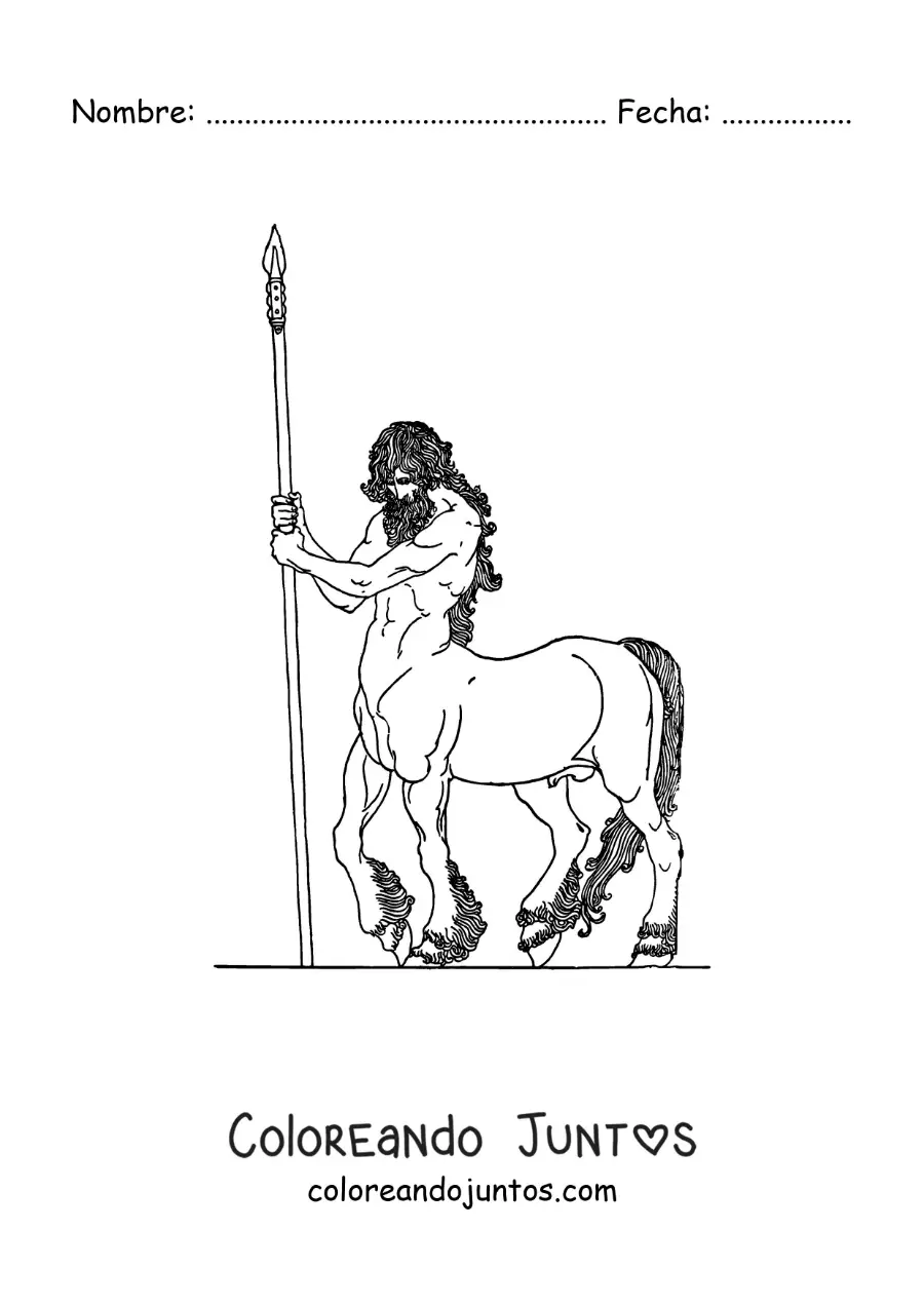 Imagen para colorear de un centauro guerrero realista