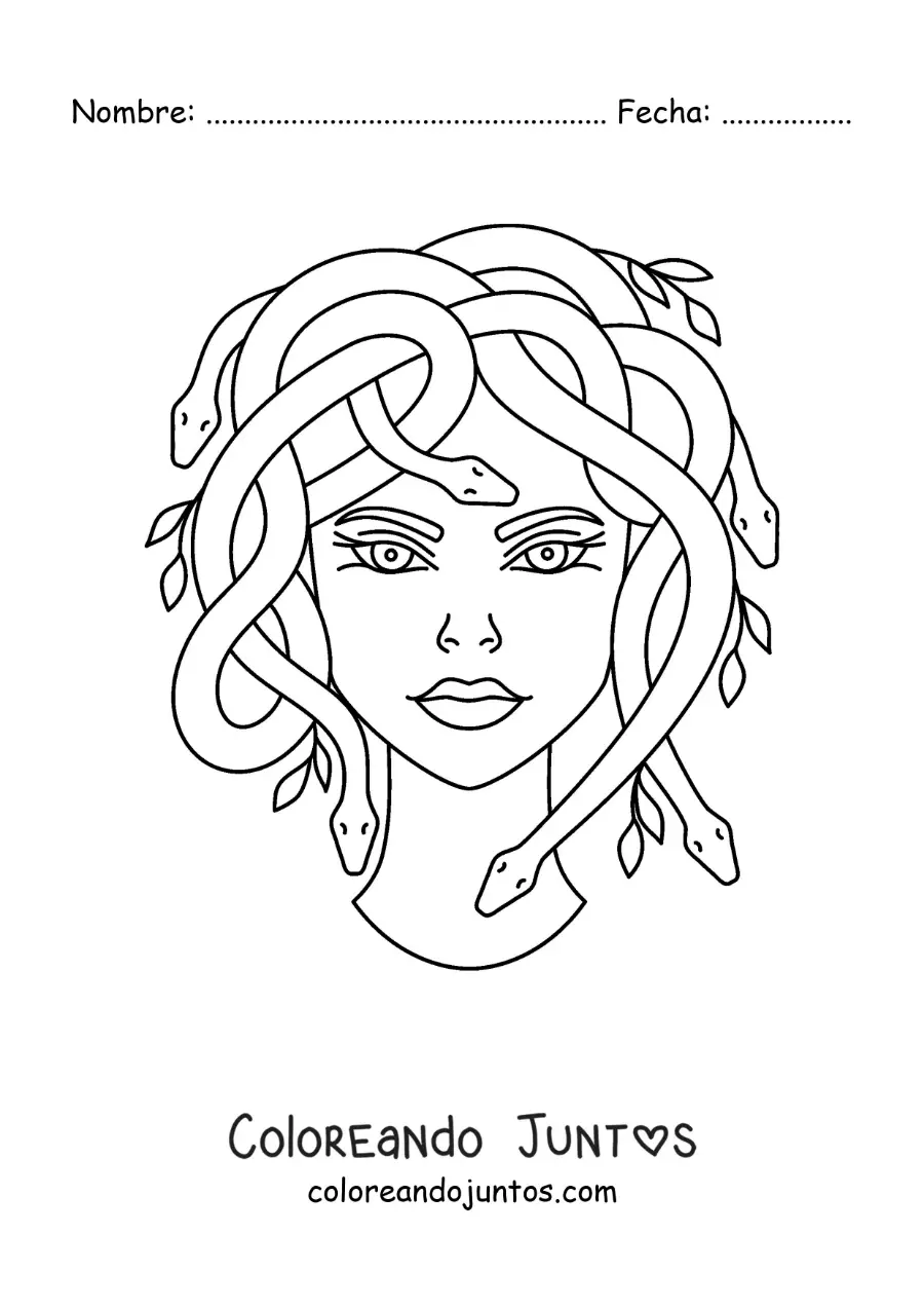 Imagen para colorear de la cabeza de Medusa animada