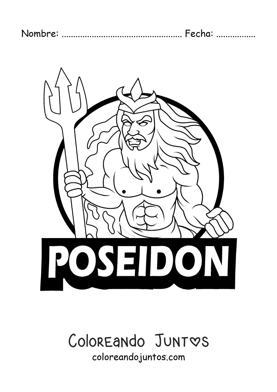 Imagen para colorear del dios griego Poseidón