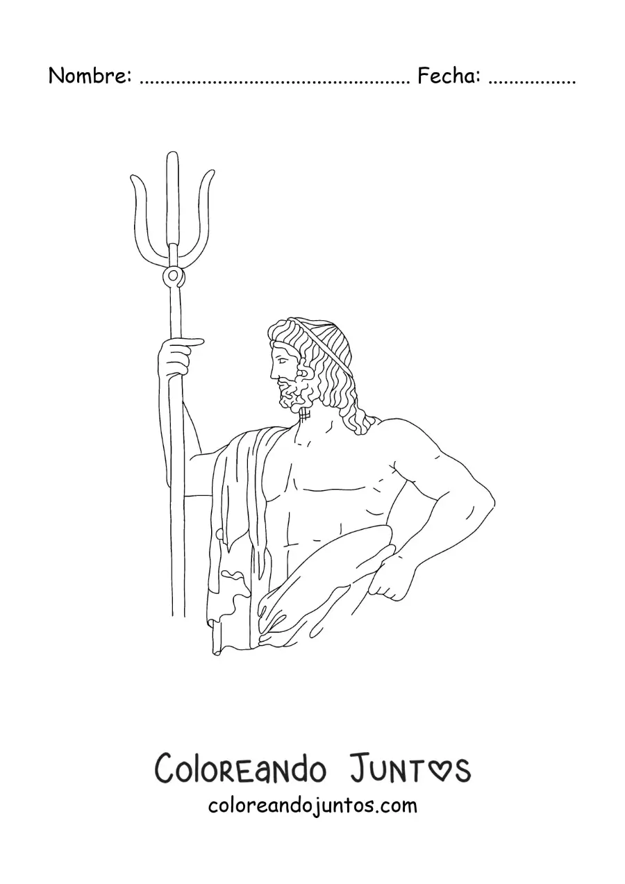 Imagen para colorear de estatua griega de Poseidón