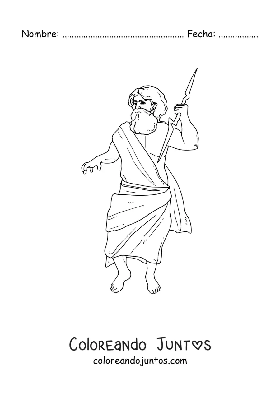 Imagen para colorear de Zeus el dios griego realista