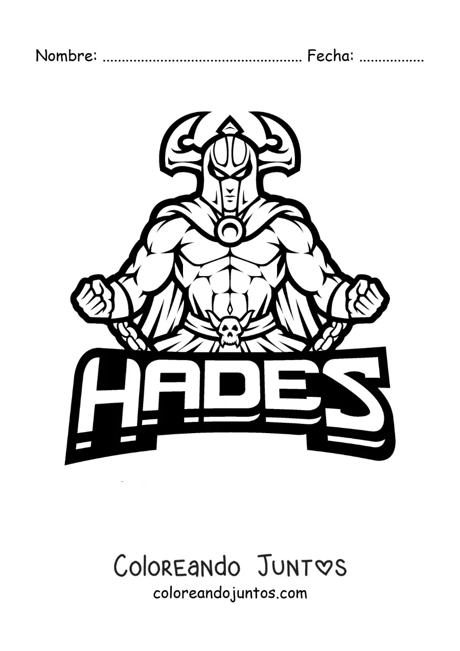Imagen para colorear de Hades y su casco de invisibilidad