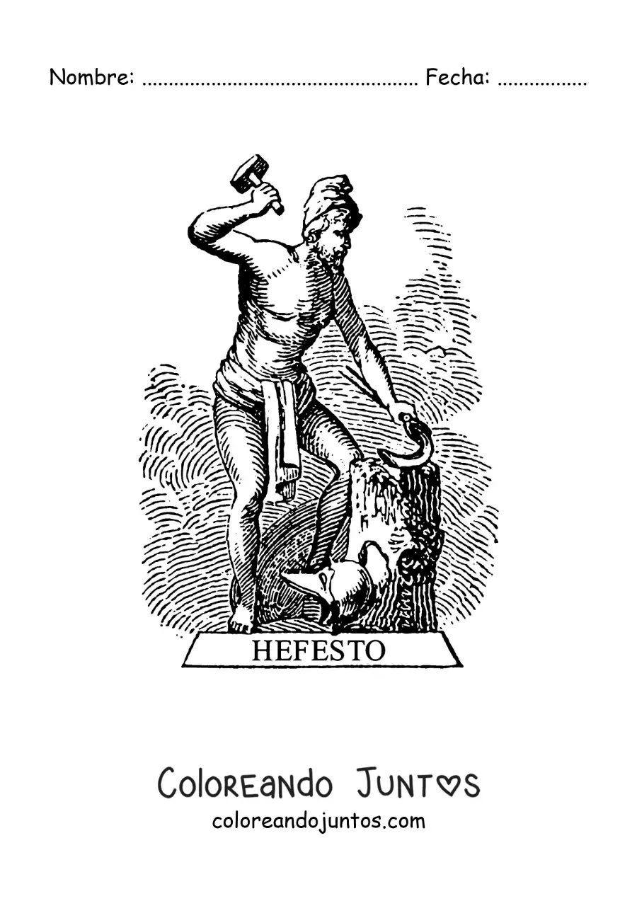 Imagen para colorear de la fragua de Hefesto el dios griego