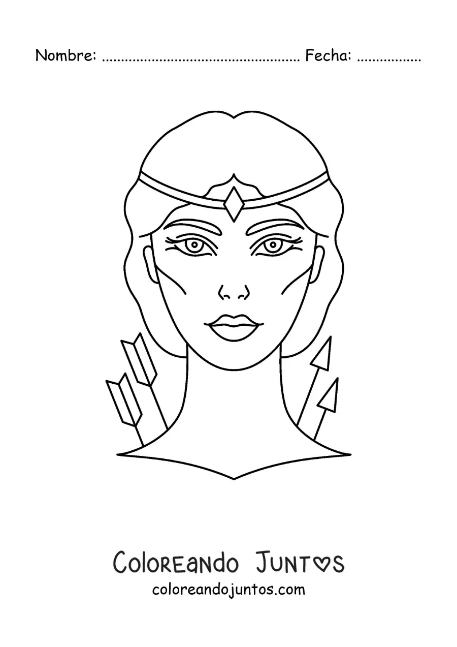 Imagen para colorear del rostro de la diosa Artemisa