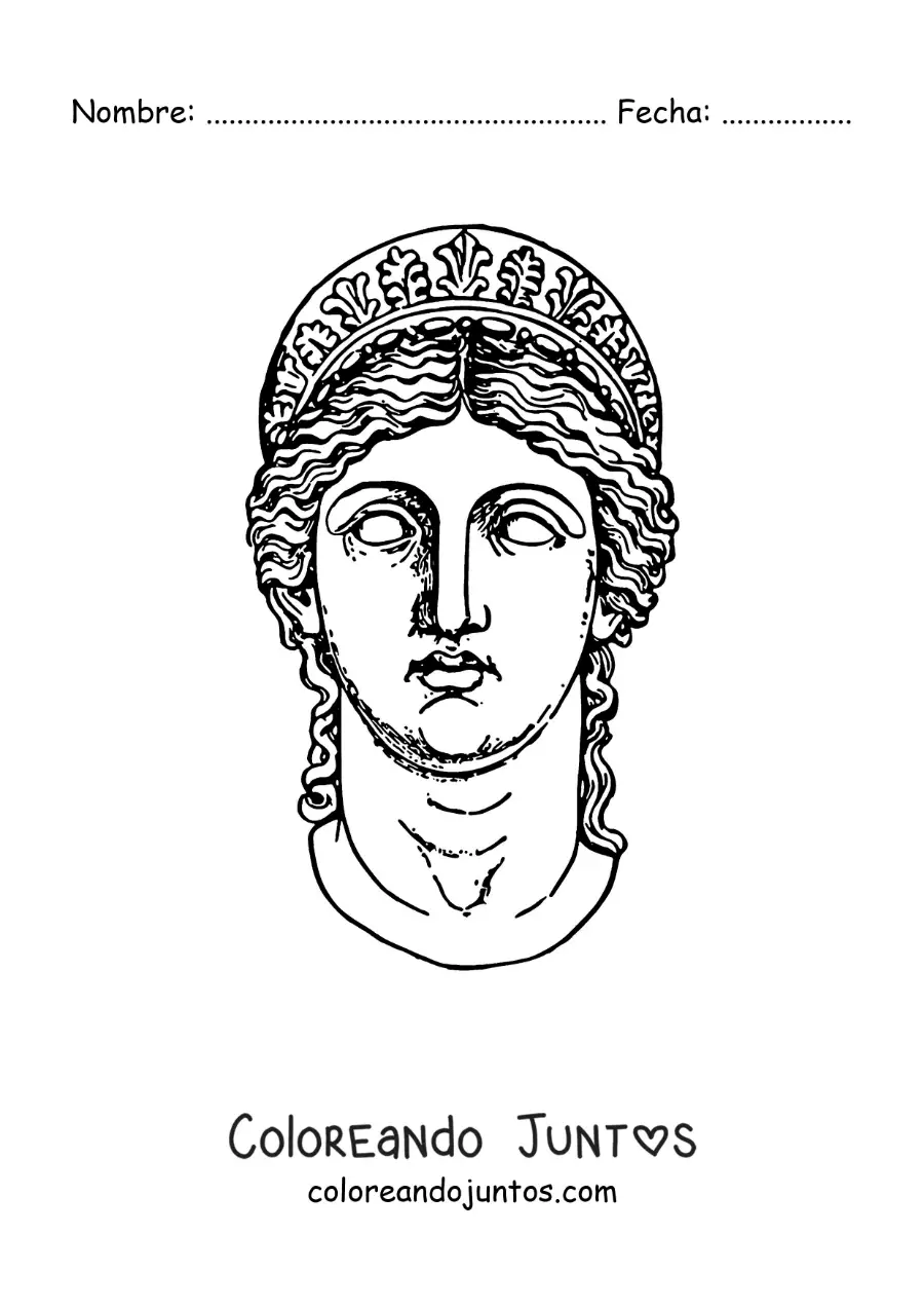 Imagen para colorear de estatua del rostro de la diosa Hera