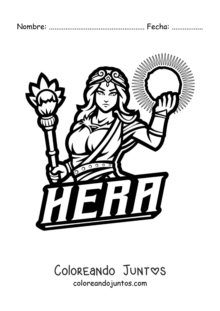 Imagen para colorear de la diosa Hera reina de los dioses