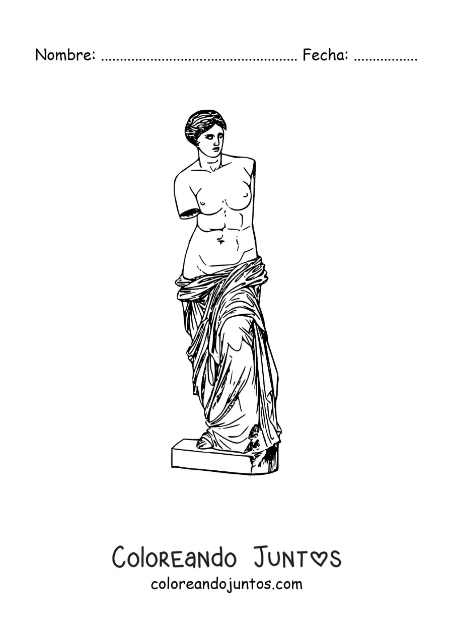 Imagen para colorear de escultura la Venus de milo