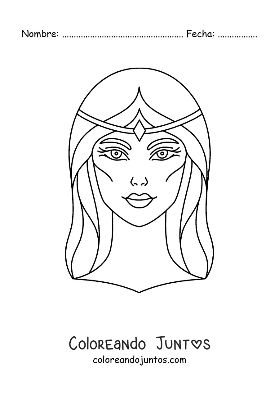 Imagen para colorear del rostro de Afrodita la diosa del amor