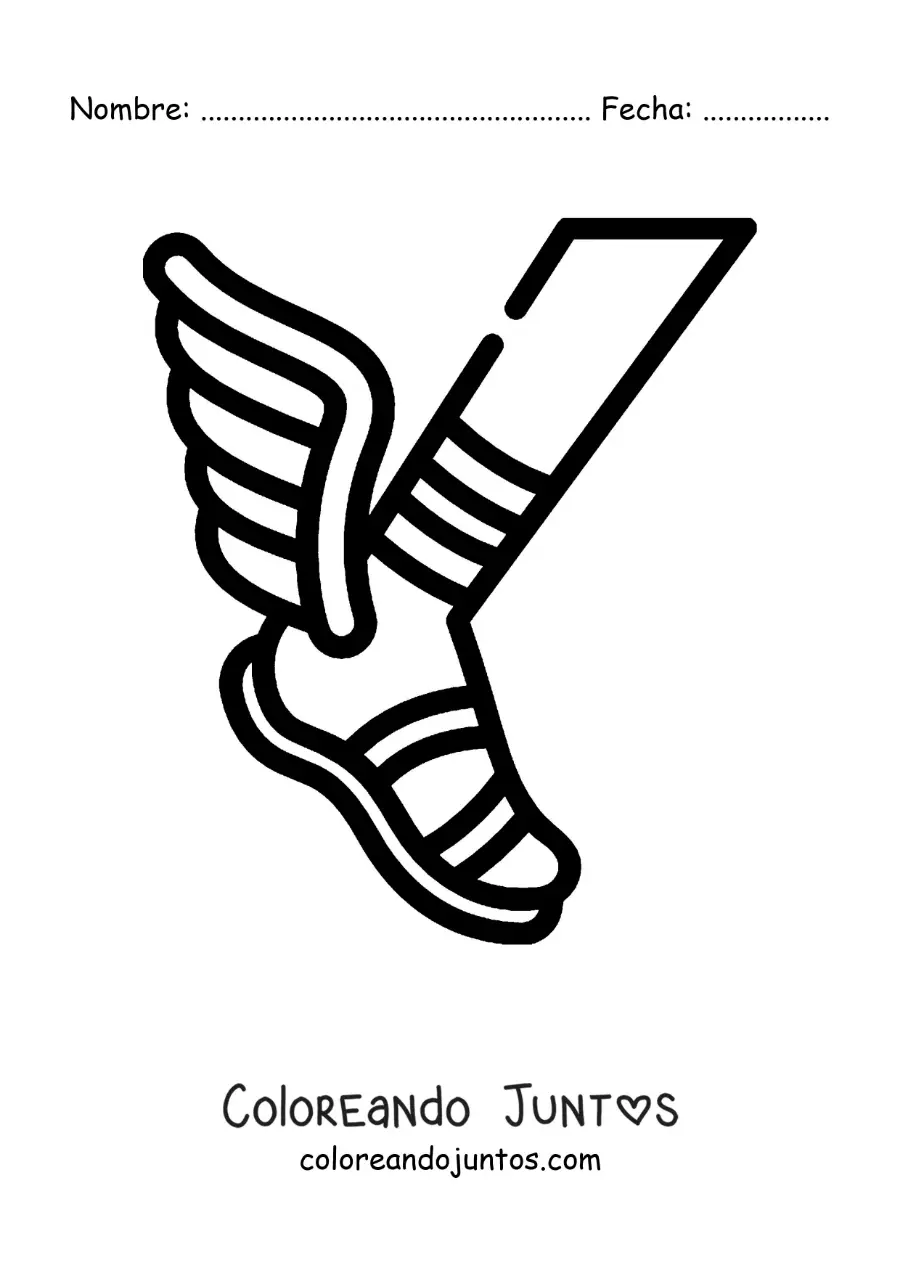 Imagen para colorear de la zapatilla alada de Hermes