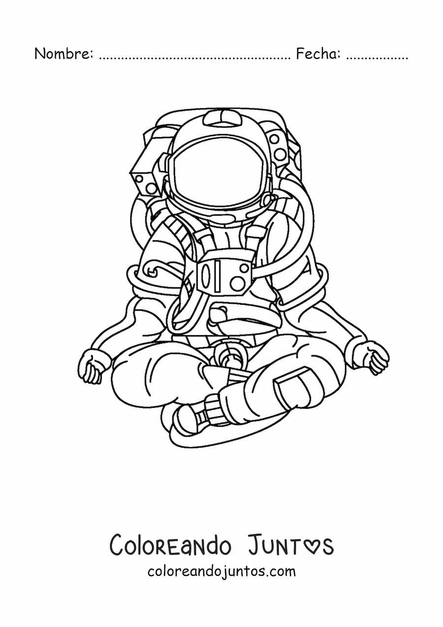 Imagen para colorear de un astronauta sentado