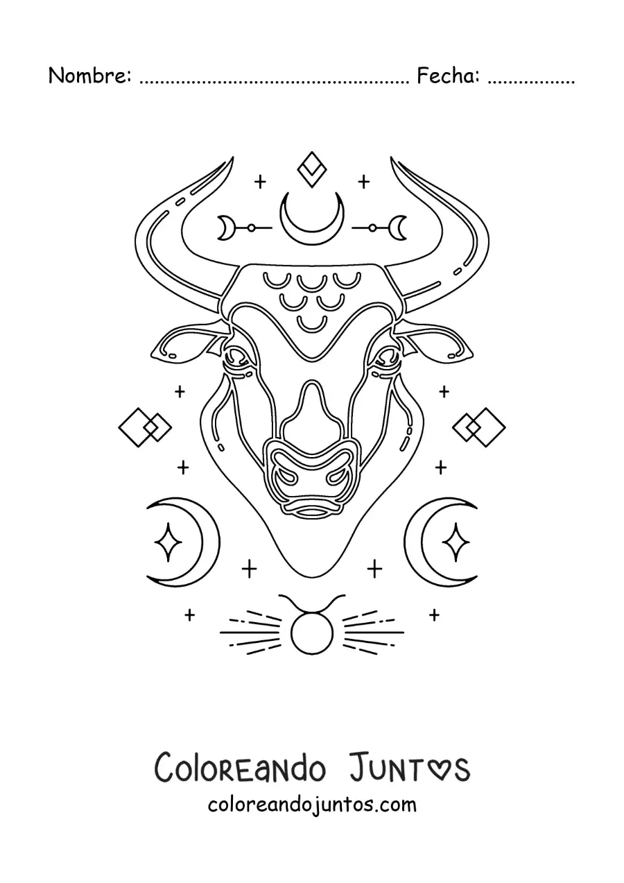 Imagen para colorear de símbolos de tauro el signo zodiacal
