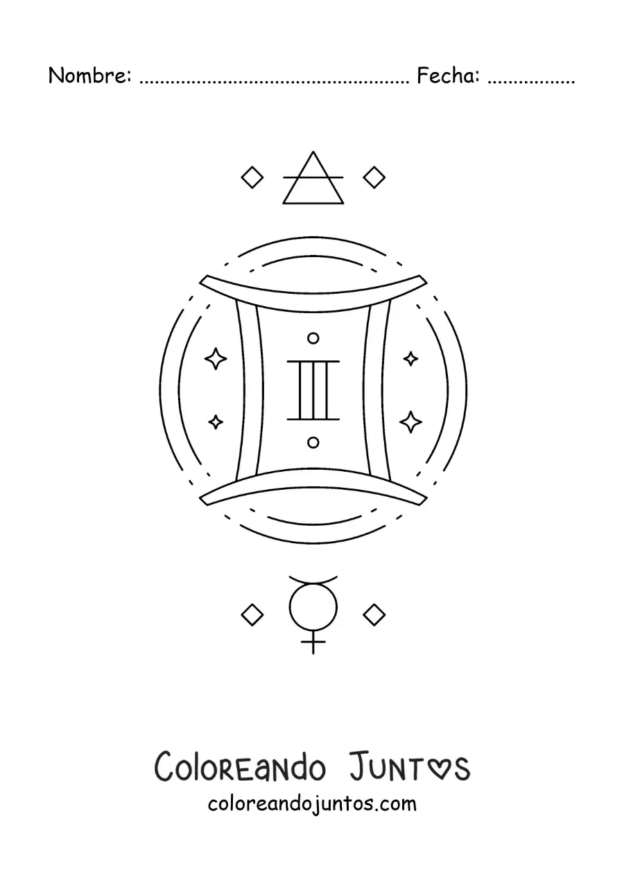 Imagen para colorear del símbolo de géminis