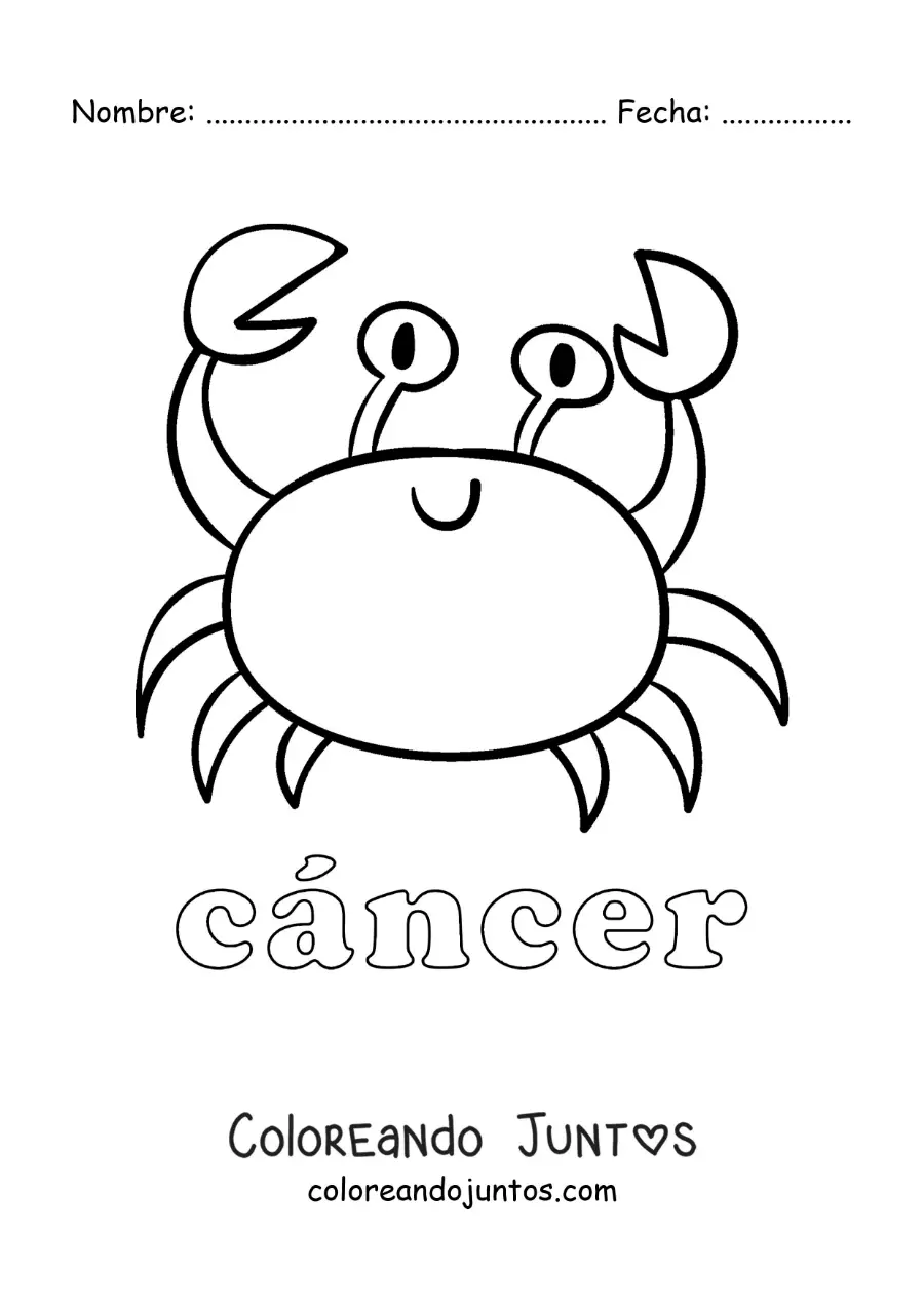 Imagen para colorear de cangrejo del signo cáncer animado