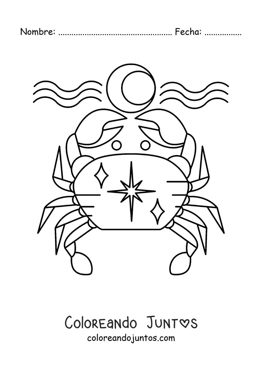 Imagen para colorear de cangrejo del signo zodiacal cáncer