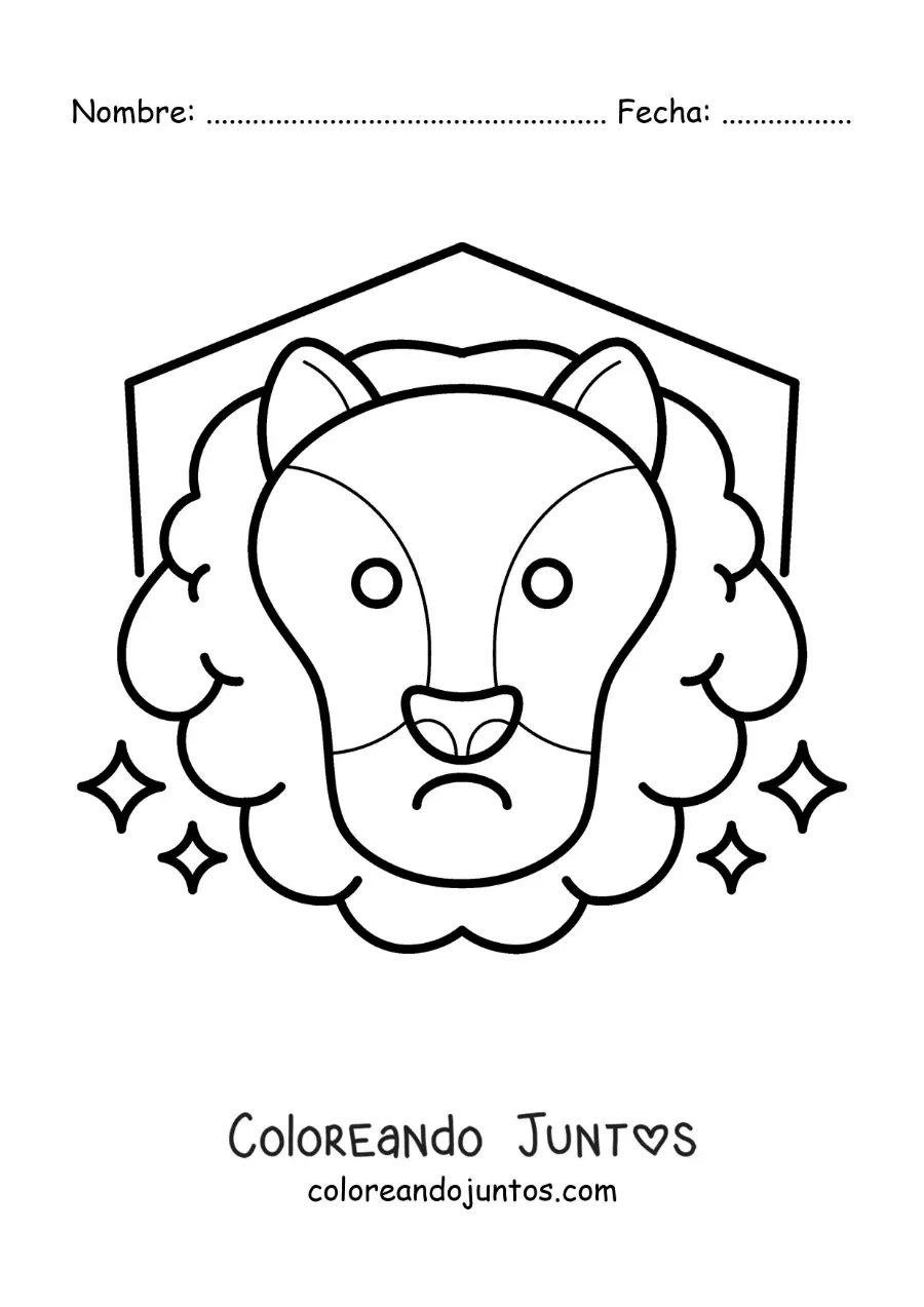 Imagen para colorear de signo zodiacal leo animado fácil